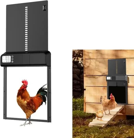 Автоматические двери для курятника с ЖК-дисплеем и таймером, заслонка/ворота для сельскохозяйственных птиц от | Зображення 1