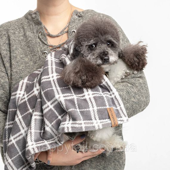 Плед для собак и котов Pet Fashion Bliss 2 (Блес), серый в клетку, 70,5х94 см | Зображення 5