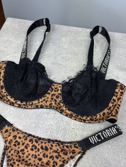 Комплект Victoria's Secret кружева  без пушапа леопардовый kk068 | Зображення 2