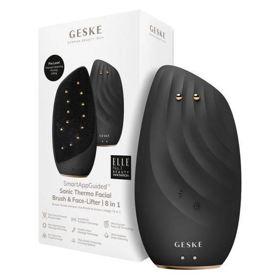 Очищувальна щітка для обличчя GESKE Sonic Thermo Facial Brush&Face-Lifter 8в1 gray