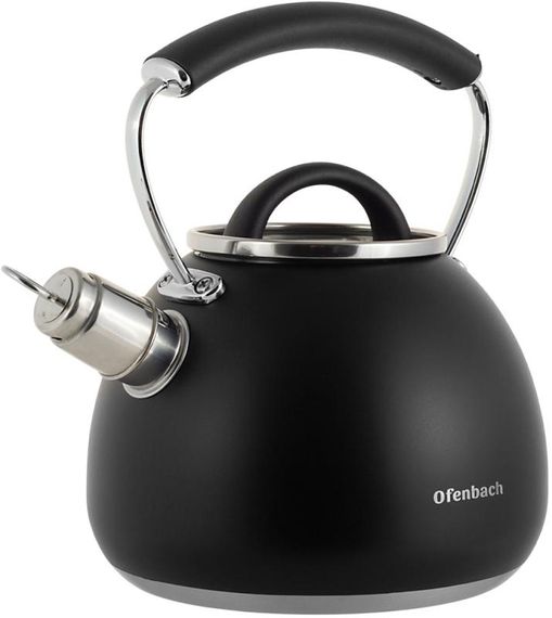 Чайник Ofenbach Magic Kettle 2.5л зі свистком та скляною кришкою, чорний | Зображення 1