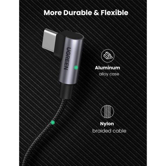 Дата кабель USB-C 2.0 to USB-C 3.0m 90° corner US334 black UGREEN (20583) | Зображення 9