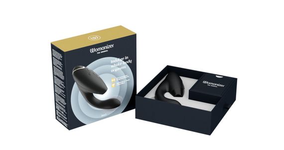 Подвійний вакуумний кліторальний стимулятор з вібрацією Womanizer Duo 2 - Black, незалежні мотори | Зображення 7