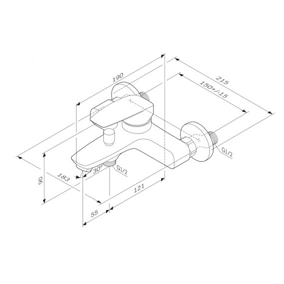 Змішувач для ванни та душу AM.PM Tender (F45E10000) | Зображення 1