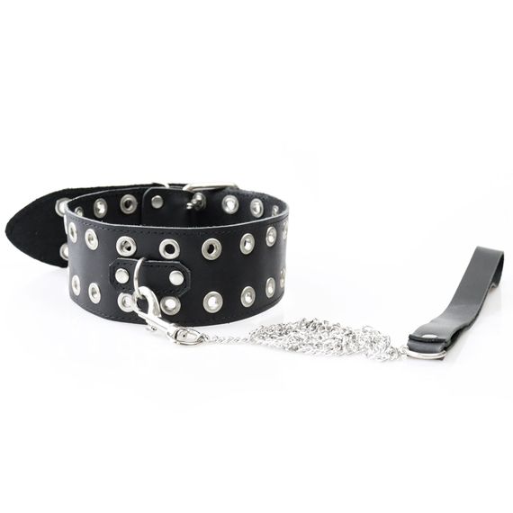 Нашийник Art of Sex - Tessa з повідцем з натуральної шкіри, колір чорний | Зображення 4
