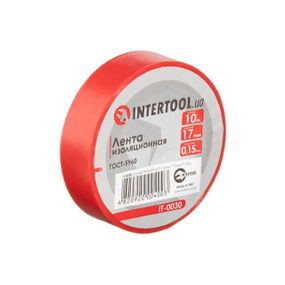 Стрічка ізоляційна 0.15 мм*17 мм*10 м червона INTERTOOL IT-00301