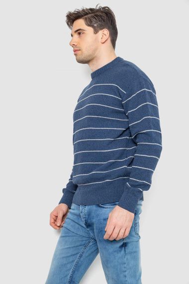 Светр чоловічий в смужку, колір джинс, 161R1057 | Зображення 2