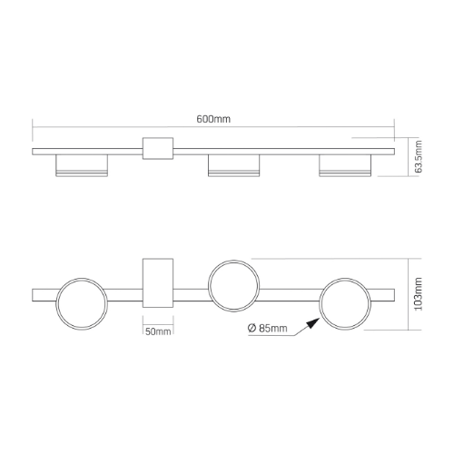 Світильник VIDEX під лампу 3xGX53 накладний Чорний (VL-SPF32-3B) | Зображення 2