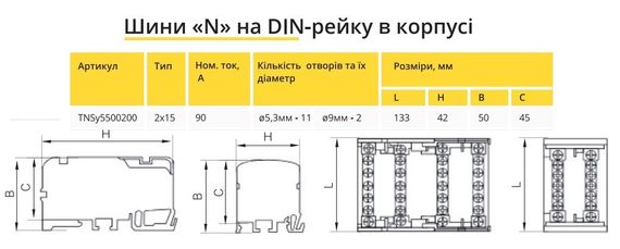 Шина «N» на DIN-рейку в корпусі 2х15 груп Ny95500200 | Зображення 1
