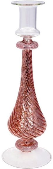 Декоративный стеклянный подсвечник 8.5х26см pink