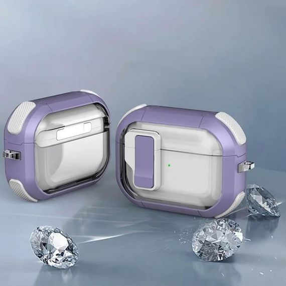 Противоударный футляр Locking Button для наушников AirPods Pro 2 / Pro (Apple Green) Light Purple | Зображення 3