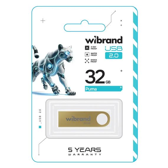 USB флеш накопичувач Wibrand 32GB Puma Gold USB 2.0 (WI2.0/PU32U1G) | Зображення 1