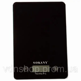 Ваги для кухні Sokany до 5 кг електронні на батарейках Чорні Lugi SK-19027B