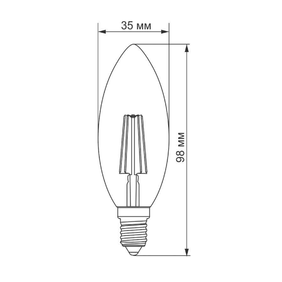 Лампа C37 4W E14 4100К 220V Filament LED Titanum | Зображення 1