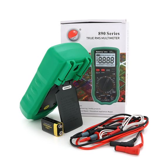 Мультиметр BAKKU BA-890A Вимірювання: V DC, V AC, A DC, A AC, Ω, C, hFE, діод, транзистор Функції: продзвонювання, підсвічування | Зображення 1