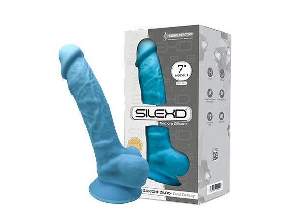 Фалоімітатор SilexD Johnny Blue (MODEL 1 size 7in), двошаровий, силікон+Silexpan, діаметр 3,8 см Sex Aura | Зображення 3