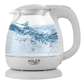 Електрочайник скляний Adler AD 1283 сірий 1 л, 1100 Вт, з підсвіткою