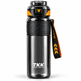 Спортивная бутылка TKK 1000 мл черная с Tritan, ударопрочная бутылка для воды с антискользящим держателем, трубочкой