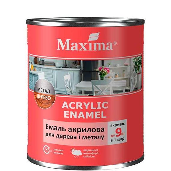 Емаль акрилова для дерева та металу попелястий 0,75 Maxima