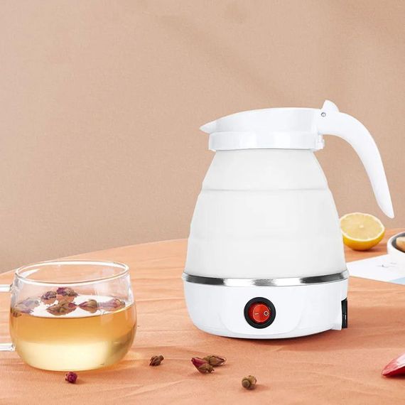 Складной силиконовый электрочайник 600 мл, YS-2008, Белый / Портативный дорожный мини-чайник | Зображення 5