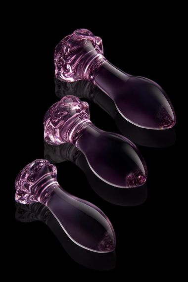 Набір анальних пробок DreamToys Glaze Glass Rosebud скляний, рожевий, 3 шт. Sex Aura | Зображення 5