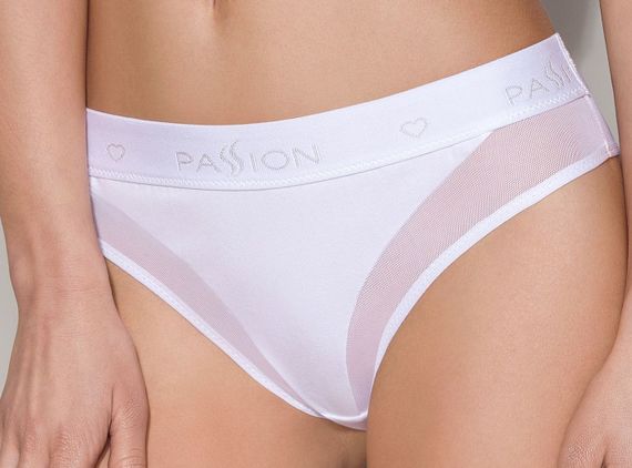 Трусики бавовняні з прозорою вставкою Passion PS002 PANTIES, Білий, M, M | Зображення 1
