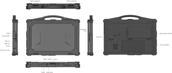 Захищений ноутбук AGN x15A 15,6"FHD LCD /i5-1235U/ 16G+512SSD/IP65 MIL-STD-810H Black | Зображення 4