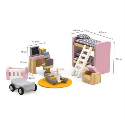 Игровой набор Viga Toys Деревянная мебель для кукол PolarB Детская комната (44036) | Зображення 2