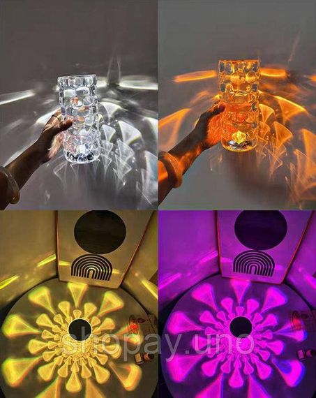 Настільна лампа - нічник Алмаз Crystal Lamp Diamond RGB · Кришталевий атмосферний світильник на акумуляторі, 16 кольорів | Зображення 4