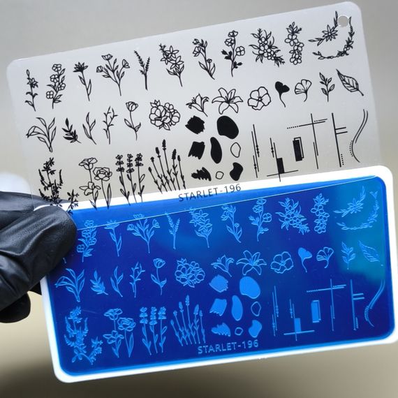 Пластина з трафаретом 196 для стемпінгу Starlet Professional (12х6см)