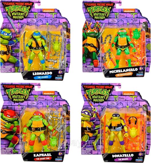 Фігурки TMNT Черепашки-ніндзя Леонардо, Мікеланджело, Рафаель, Донателло Оригінал Teenage Mutant Ninja Turtles Mutant Mayhem