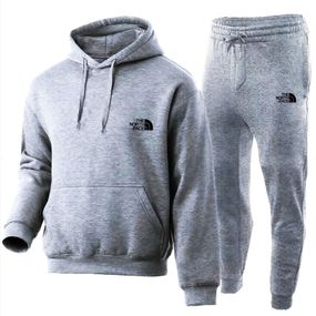 Мужской спортивный костюм двойка штаны + худи TNF, теплый на флисе AD0003 цвет серый, размер М