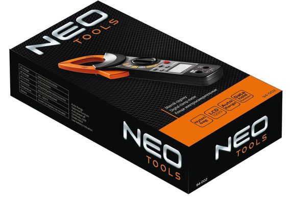 Клещи электроизмерительные NEO, 2/20/200/600В, ЖК с подсветкой, чехол (94-002) | Зображення 1