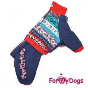 Зимний комбинезон для собак For My Dogs "Вязанная Спинка" синий