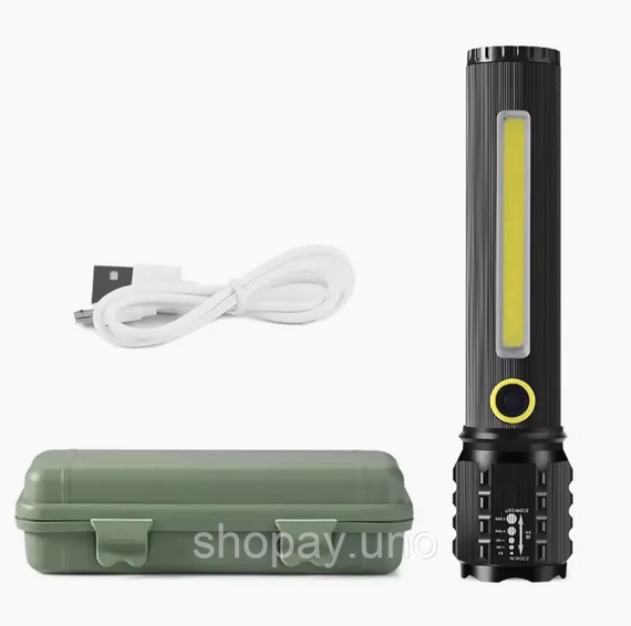 Ручной фонарь с боковой подсветкой BL C63 COB+USB Charge ∙ Фонарик ручной BL-C63 COB с USB зарядкой | Зображення 1