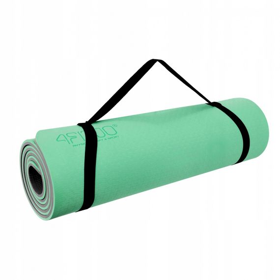 Коврик (мат) для йоги та фітнесу 4FIZJO TPE 1 см Mint/Grey 4FJ0202 (P-5907739311917) | Зображення 3