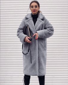 Шуба Тедди Оверсайз серая 90см XL