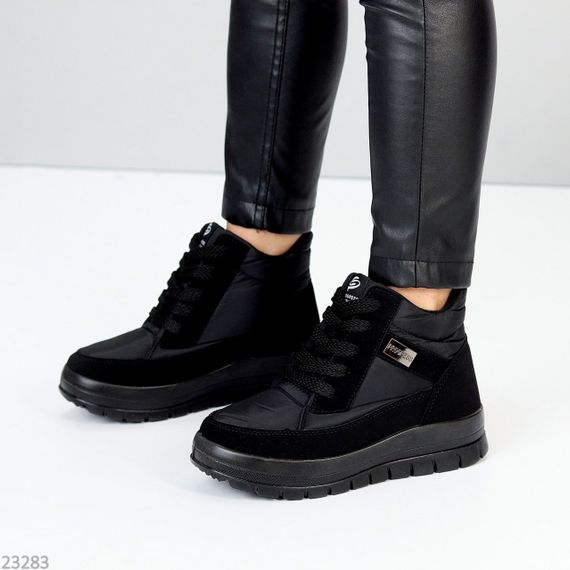 Легкі зручні теплі чорні черевики на кожен день | Зображення 6