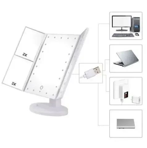 Зеркало тройное для макияжа Superstar Magnifying Mirror с LED-подсветкой прямоугольное с увеличением | Зображення 6