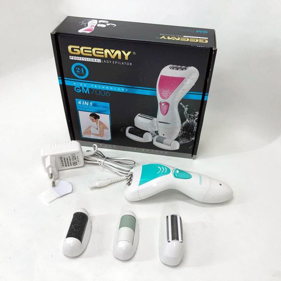 Епілятор Gemei GM-7006 4в1 - Професійний бездротовий епілятор бритва з насадками триммер + пемза | Зображення 9