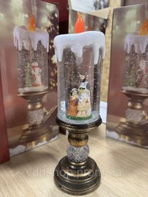 Дева-Мария Декоративная новогодняя LED свеча со снегом, 25см, от батареек и USB