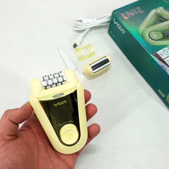 Акумуляторна жіноча електробритва, Епілятор електробритва для ніг, Епілятор-бритва 3в1 CW-57 | Зображення 3