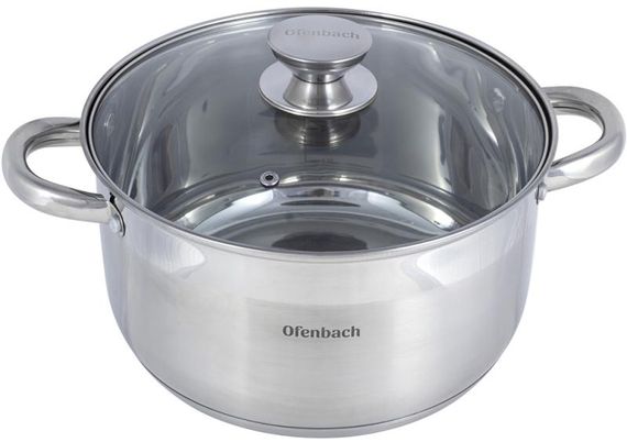 Каструля Ofenbach Casserole з нержавіючої сталі 6л зі скляною кришкою