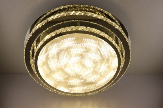 Люстра стельова кришталева LED з пультом 25671 Хром 18х80х80 см. | Зображення 5