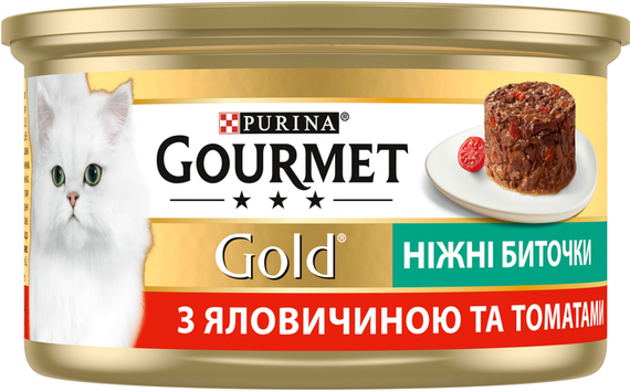 Вологий корм Purina GOURMET GOLD для дорослих котів, яловичина з томатами 85г | Зображення 2