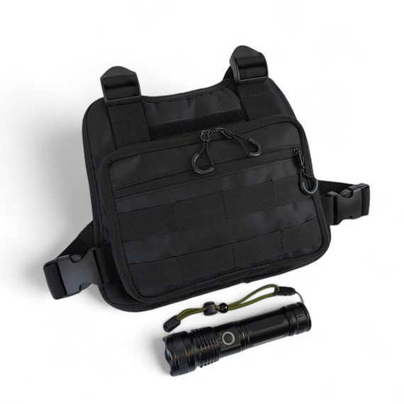 Нагрудная тактическая сумка мужская, сумка через плечо черная разгрузка | Зображення 5