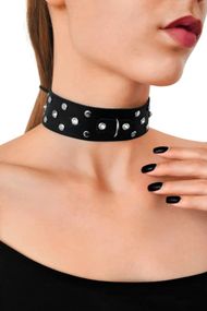 Нашийник із заклепками та стразами Art of Sex Jenna Collar Чорний One Size