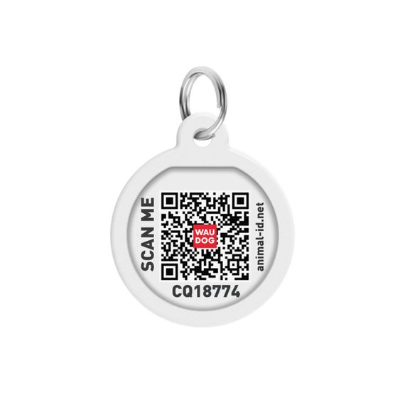 Адресник для собак и котов металлический WAUDOG Smart ID c QR паспортом, рисунок "Милитари", круг, Д 25 мм | Зображення 2