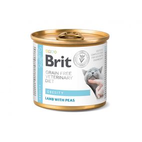 Вологий корм Brit Grain Free Veterinary Diets Obesity для котів при ожирінні та надмірній вазі з ягням та зеленим горошком 2