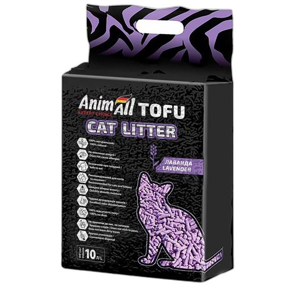 Соєвий наповнювач для котячих туалетів з ароматом лаванди AnimAll Tofu Lavender, 10 л